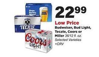 Stater Bros Budweiser, bud light, tecate, coors or miller offer