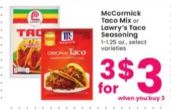 Albertsons Mccormick taco mix or lawry's taco seasoning offer