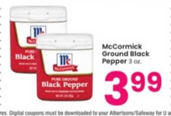 Albertsons Mccormick ground black pepper offer