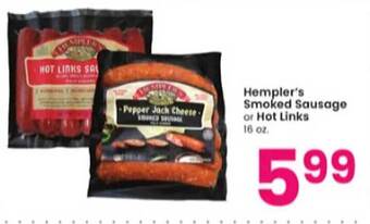 Albertsons Hempler's smoked sausage or hot links offer