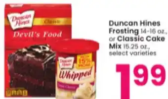Albertsons Duncan Hines Frosting 14-16 oz. or Classic Cake Mix 15.25 oz. offer