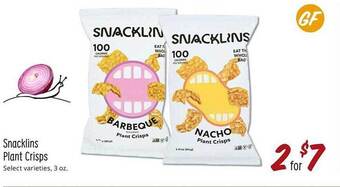 Sprouts Farmers Market Snacklins plant crisps offer