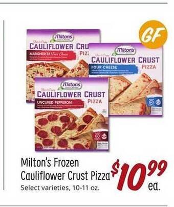Sprouts Farmers Market Milton's frozen cauliflower crust pizza offer