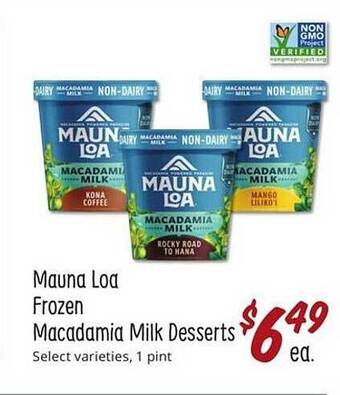Sprouts Farmers Market Mauna loa frozen macadamia milk desserts offer