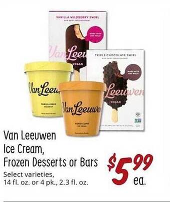 Sprouts Farmers Market Van leeuwen ice cream frozen desserts or bars offer
