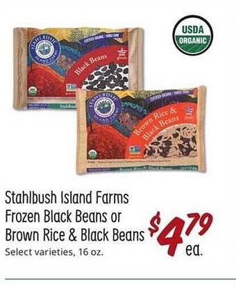 Sprouts Farmers Market Stahlbush island farms frozen black beans or brown rice & black beans offer