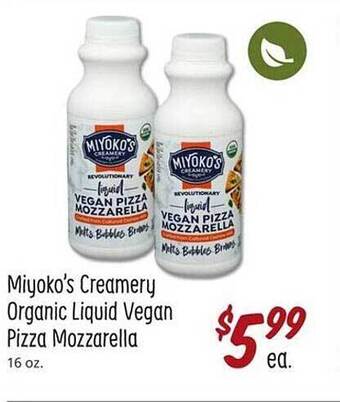 Sprouts Farmers Market Miyoko's creamery organic liquid vegan pizza mozzarella offer