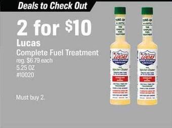 AutoZone Lucas complete fuel treatment offer