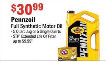 AutoZone Pennzoil full synthetic motor oil offer