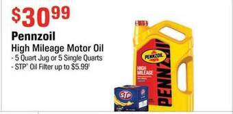 AutoZone Pennzoil high mileage motor oil offer
