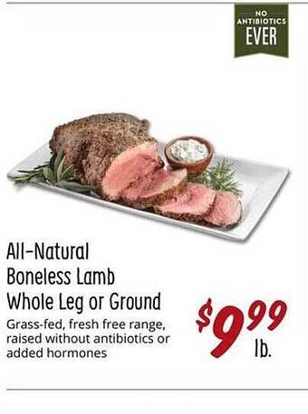 Sprouts Farmers Market All-natural boneless lamb whole leg or ground offer