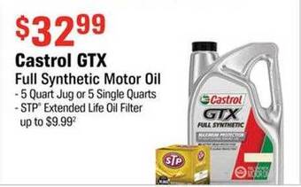 AutoZone Castrol gtx full synthetic motor oil offer