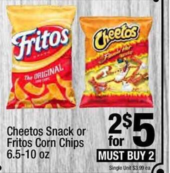 Super King Markets Cheetos snack or fritos corn chips 6.5-10 oz offer