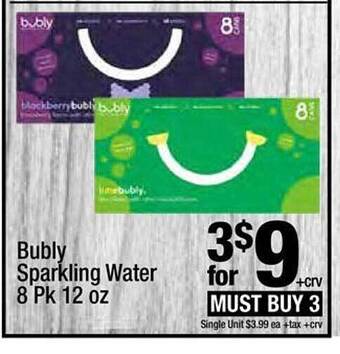 Super King Markets Bubly sparkling water 8 pk 12 oz offer