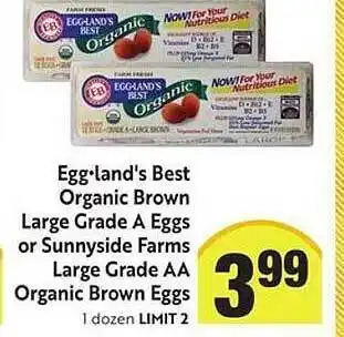 Lucky Supermarkets Egg.land's best organic brown large grade a eggs or sunnyside farms large grade aa organic brown eggs offer