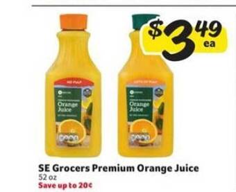 Winn Dixie Se grocers premium orange juice offer
