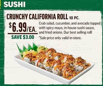 Central Market Crunchy california roll offer