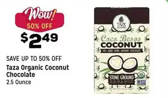 Grocery Outlet Taza organic coconut chocolate offer