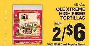 Food Lion Olé xtreme high fiber tortillas offer