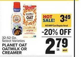 Food Lion Planet oat oatmilk or creamer offer