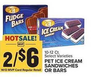 Food Lion Pet ice cream sandwiches or bars offer