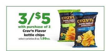 Hy-Vee Crav'n flavor kettle chips offer