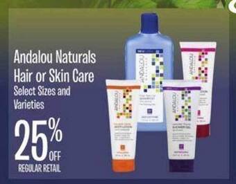 Jewel-Osco Andalou naturals hair or skin care offer