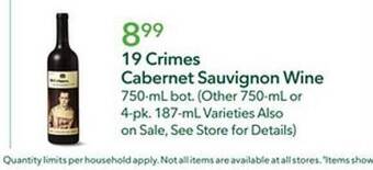 Publix 19 crimes cabernet sauvignon wine offer