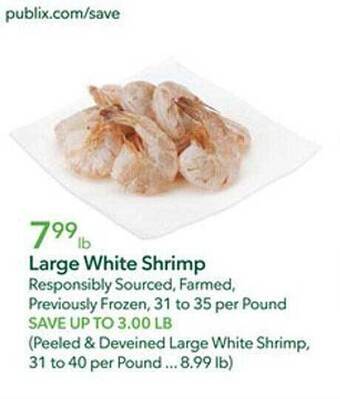Publix Large white shrimp offer