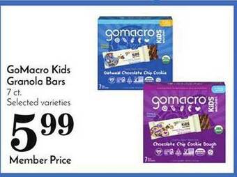 Pavilions Gomacro kids granola bars offer
