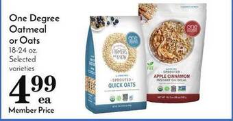 Pavilions One degree oatmeal or oats offer