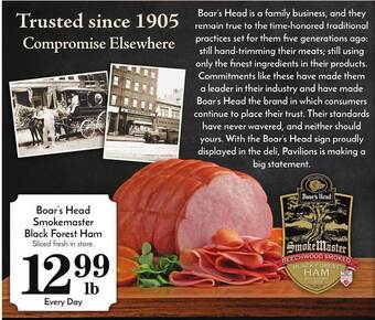 Pavilions Boar's head smokemaster black forest ham offer