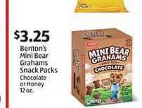 Aldi Benton's mini bear grahams snack packs chocolate or honey offer