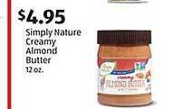 Aldi Simply nature creamy almond butter offer
