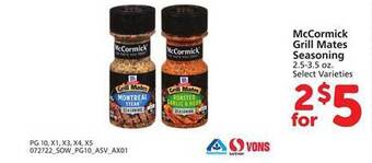 Safeway Mccormick grill mates seasoning offer