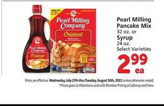 Safeway Pearl milling pancake mix or syrup offer