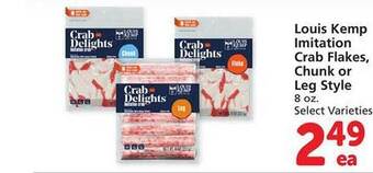 Safeway Louis kemp imitation crab flakes, chunk or leg style offer
