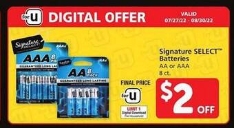 Safeway Signature select batteries offer