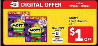 Safeway Mott's fruit shapes offer