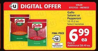 Safeway Gallo salami or pepperoni offer