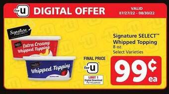 Safeway Signature select whipped topping offer