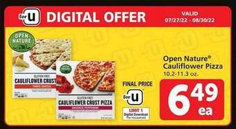Safeway Open nature® cauliflower pizza offer