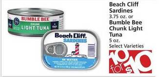 Safeway Beach cliff sardines or bumble bee chunk light tuna offer
