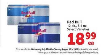 Safeway Red bull offer