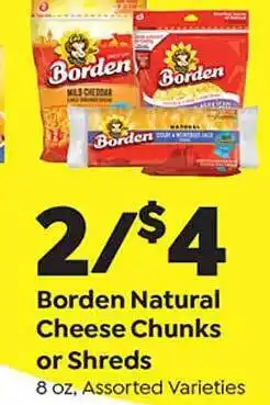Save a Lot Borden natural cheese chunks or shreds offer
