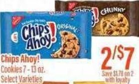Chief Supermarket Chips Ahoy! Cookies 7-13 oz. offer