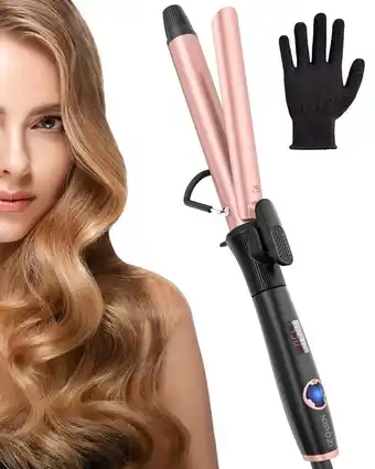 Walmart Kipozi instant heat travel size 1" ceramic spring curling iron with heat-resistant glove, rose gold offer