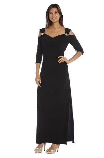Stein Mart Column evening gown with shoulder cutouts and diamante embellishments offer