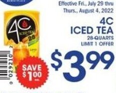Price Rite 4C Iced Tea offer