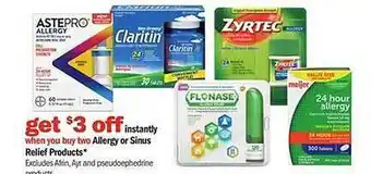 Meijer Allergy or sinus relief products offer